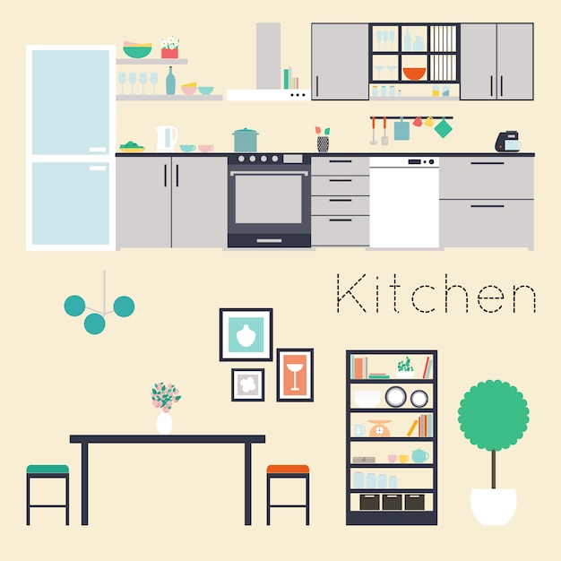 Vector kitchen interior