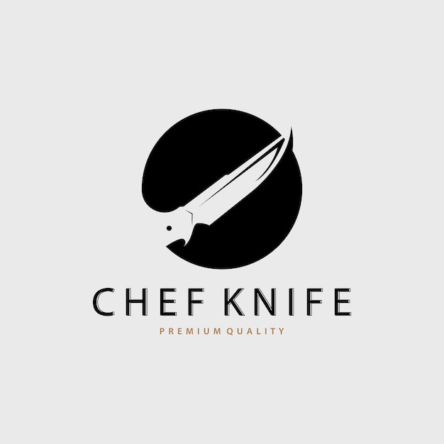 Логотип Кухонный Нож. Логотип Ножа Шеф-повара. Векторные иллюстрации. Шаблон.