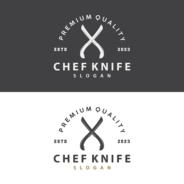 Modello di illustrazione del logo del coltello da cucina con logo del coltello da cucina