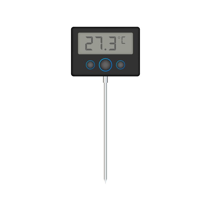 Vector kitchen or laboratory thermometer. food temperature. vector stock illustration