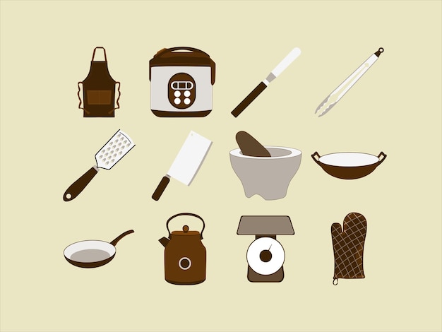 Вектор Иллюстрационный набор кухонных предметов