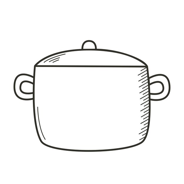 Kitchen pan doodle sketch style clip art