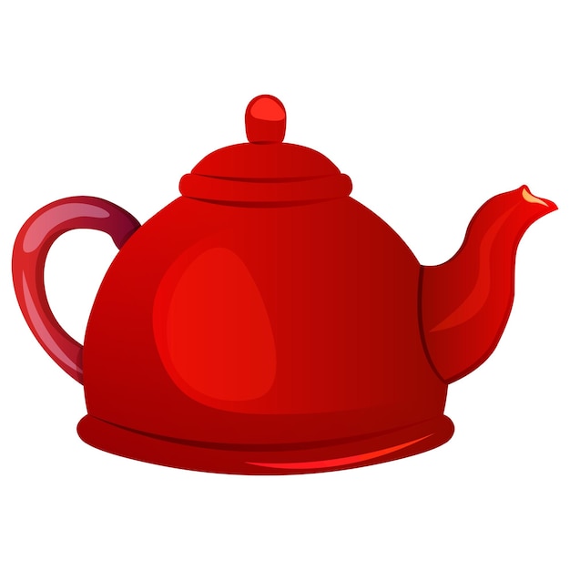 Kitchen red teapot Cooking utensil kitchenware Cartoon vector illustration for food apps website