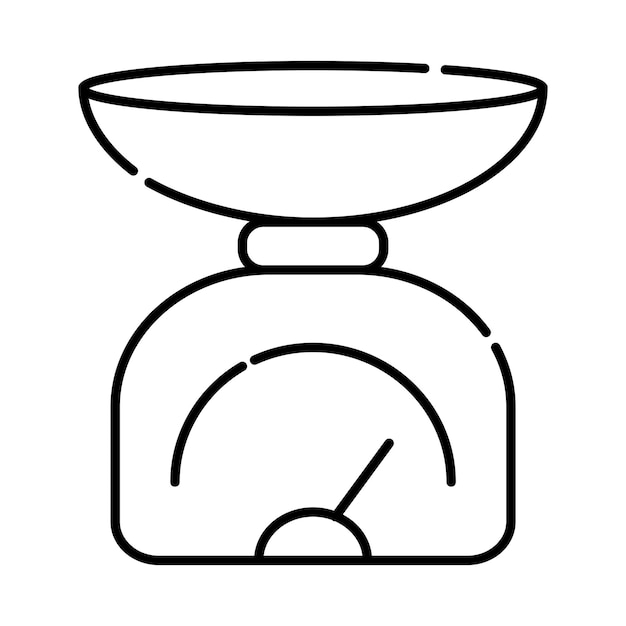 Kitchen scales black and white vector line icon