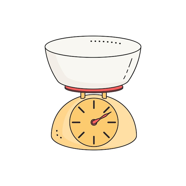 Kitchen scales Kitchenware element Kitchen utensil and tool Doodle style