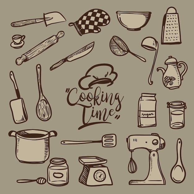 kitchen set doodles