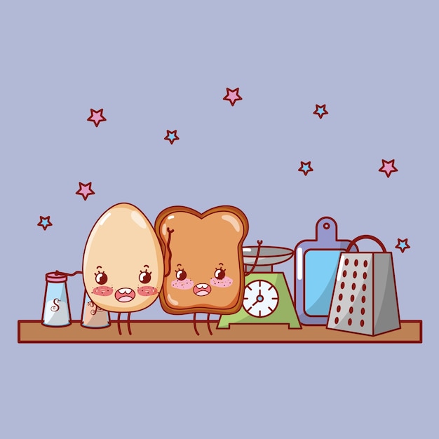 Kitchen shelf cartoon kawaii cartoon