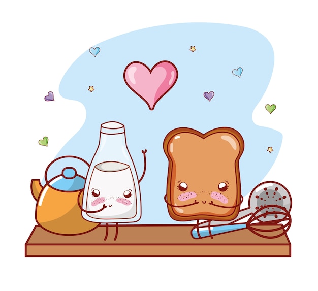 Kitchen shelf cartoon kawaii cartoon