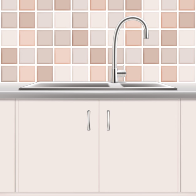 Vector kitchen sink plumbing product vector realistic illustration