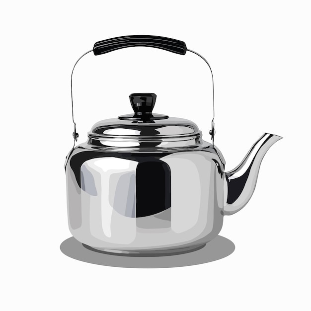 Vector kitchen steel tea kettle vector illustration