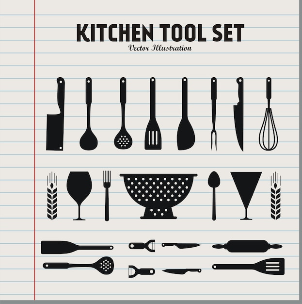 Vector kitchen tool set