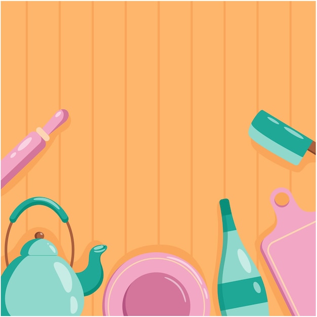 Kitchen tools background Copy space