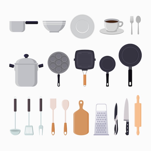 Kitchen tools graphic elements flat illustration