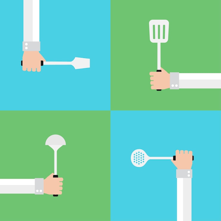 Vector kitchen tools modern flat set vector