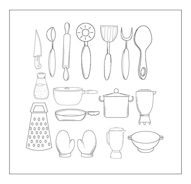 Kitchen tools set illustration