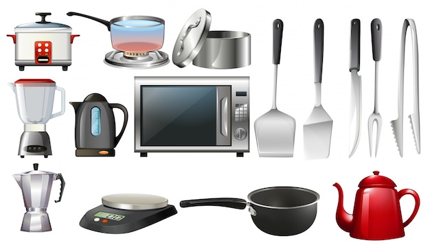Vector kitchen utencils and electronic devices