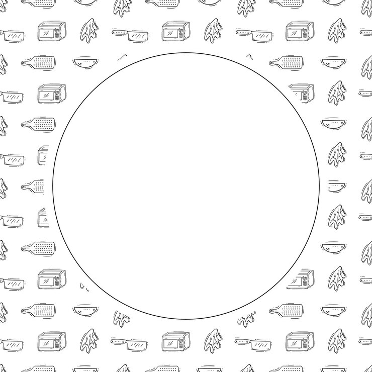 Vector kitchen utensil frame doodle kitchenware circle frame kitchen background