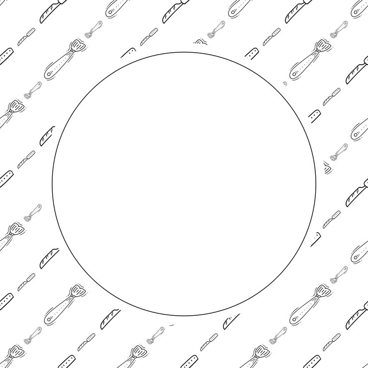 Vector kitchen utensil frame doodle kitchenware circle frame kitchen background