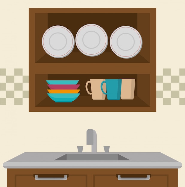 Вектор Кухонная утварь и посуда