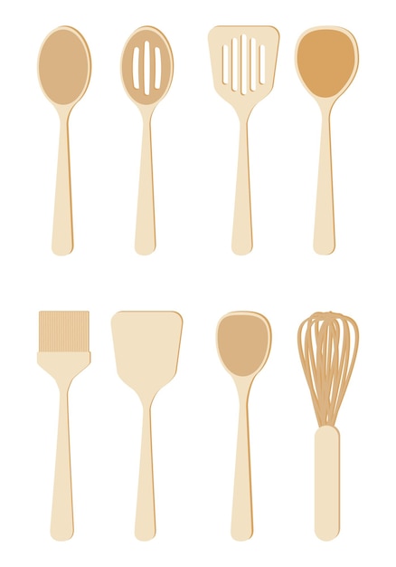 Kitchen utensils in delicate vintage colors