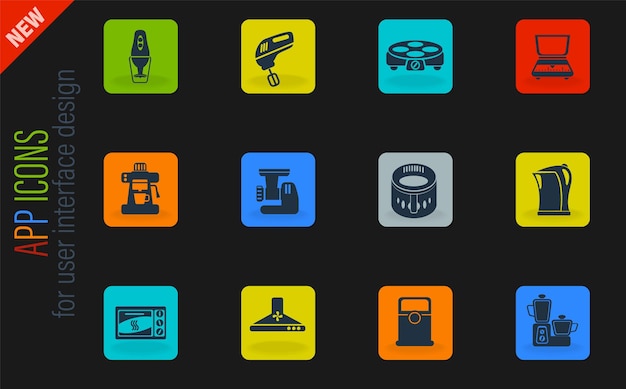 Kitchen utensils icon set