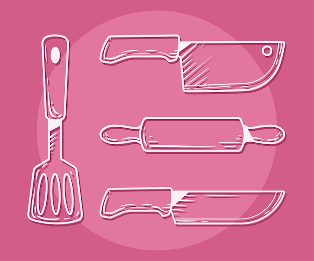 Kitchen utensils icons