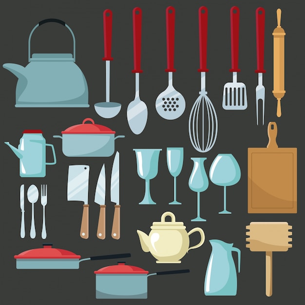 Vector kitchen utensils icons