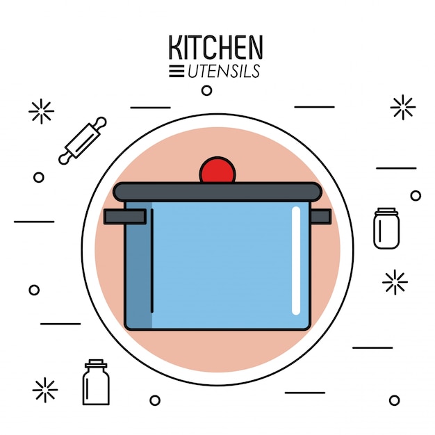 Kitchen utensils infographic over white background