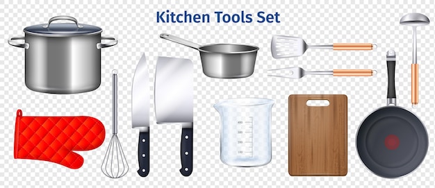 Kitchen utensils transparent set