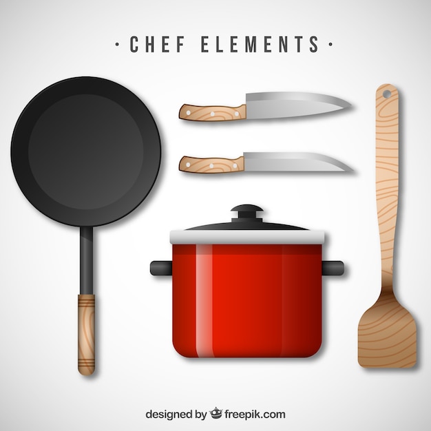 Vector kitchen utensils with realistic style