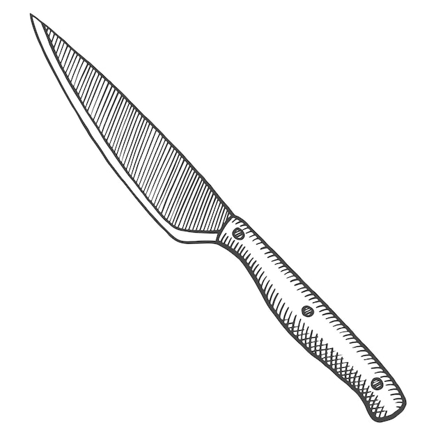 キッチン万能ナイフは、アウトラインスタイルの落書き手描きスケッチを分離しました