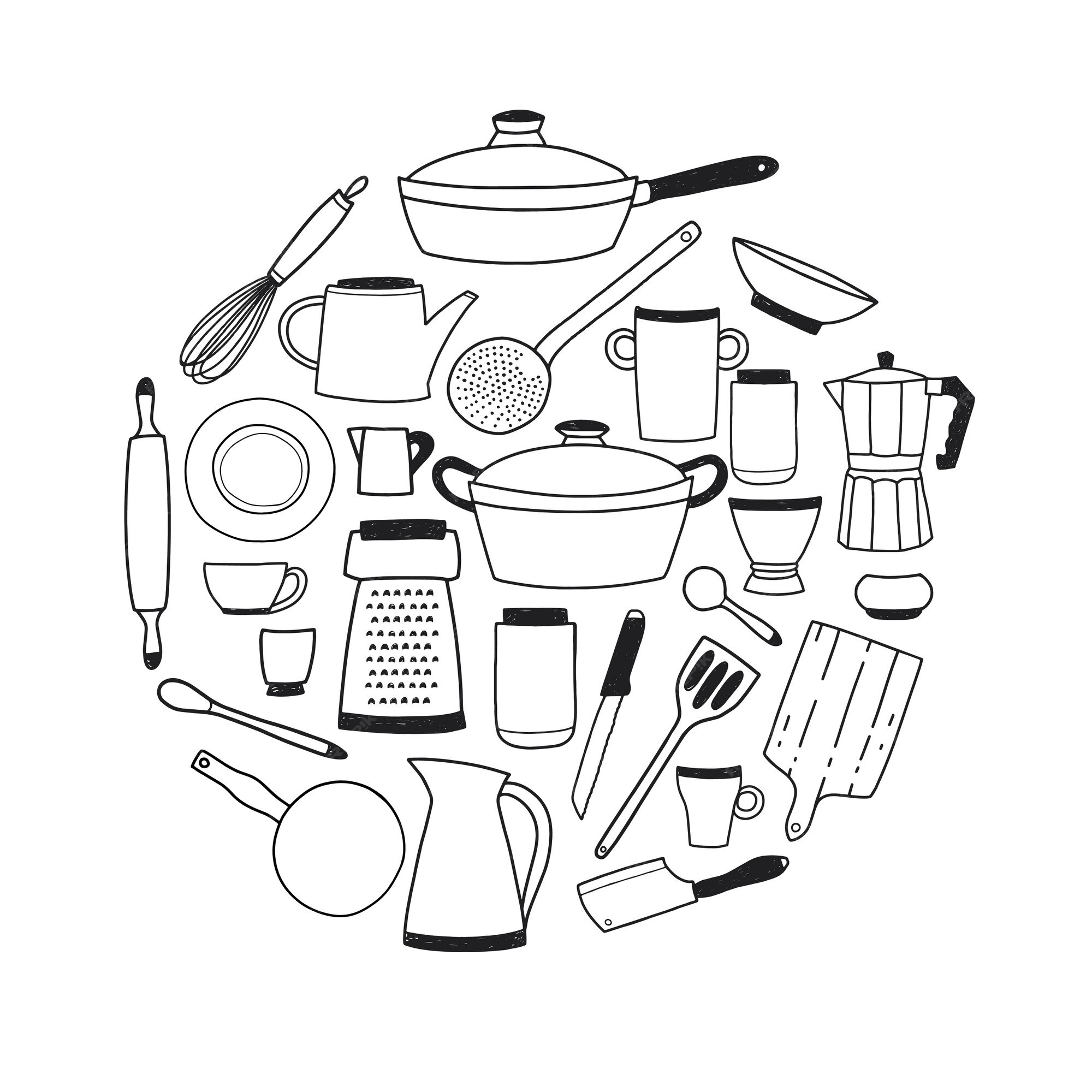 Kitchenware Icons Vector Set. Cute Kitchen Utensils Doodle Hand Drawn  Style. Royalty Free SVG, Cliparts, Vectors, and Stock Illustration. Image  76868584.