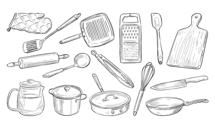 Vector kitchenware handdrawn collection