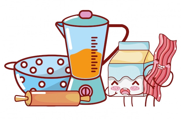 Kitchenware and ingredients cartoon