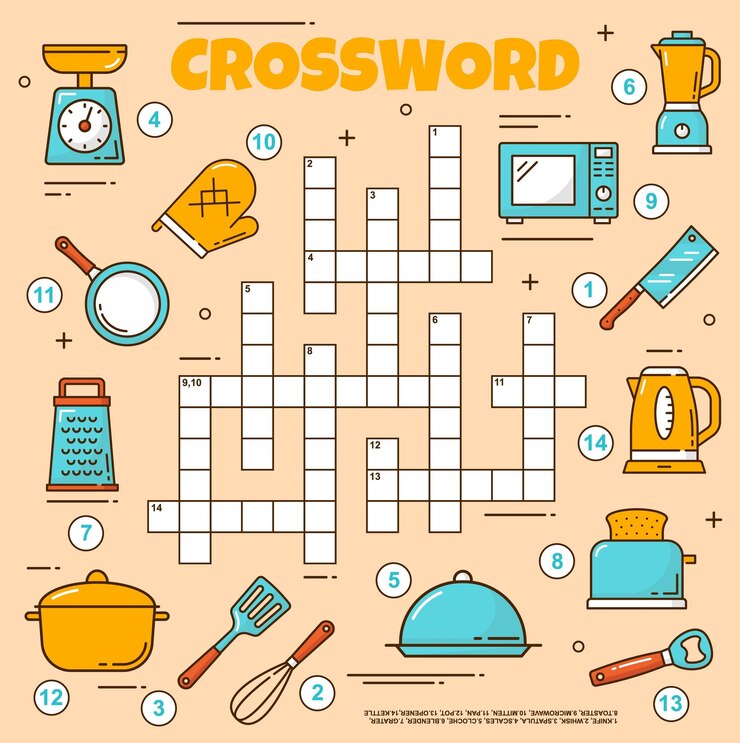 Premium Vector Kitchenware and utensil crossword grid Premium Vector Kitchenware and utensil crossword grid