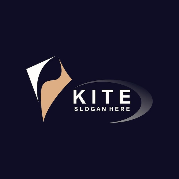 Kite logo design vliegende papieren vlieger handgetekende stijl en creatieve eenvoudige en luxe logo vector