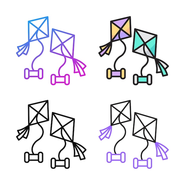 Vector kites icon design in four variation color