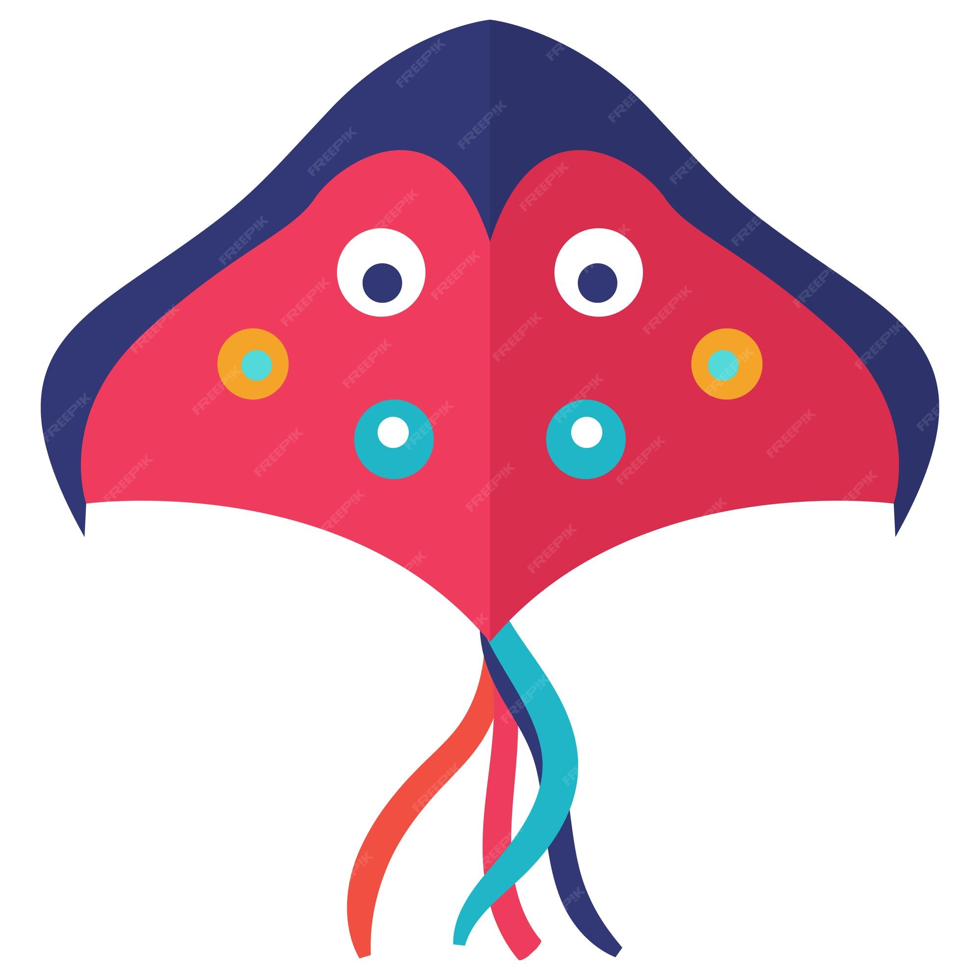 Premium Vector | Kites in stingray shape vector cartoon ...