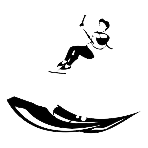 Kitesurfing sport vector illustration Kitesurfer on the waves