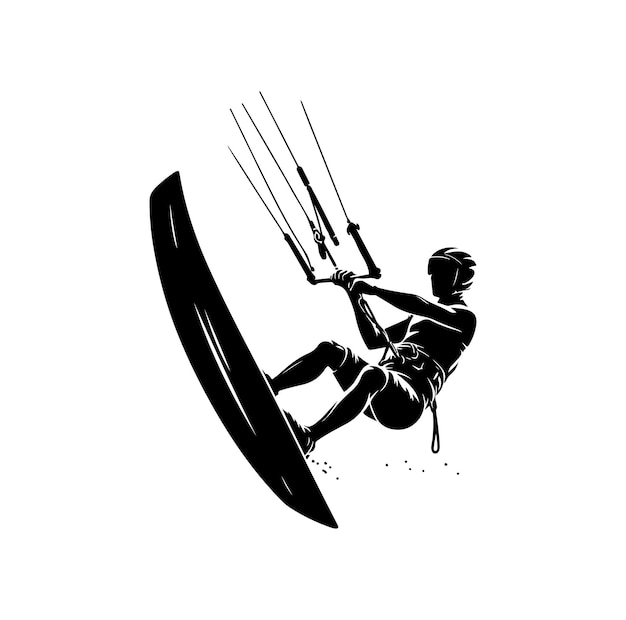 Kitesurfing vector illustration silhouette style