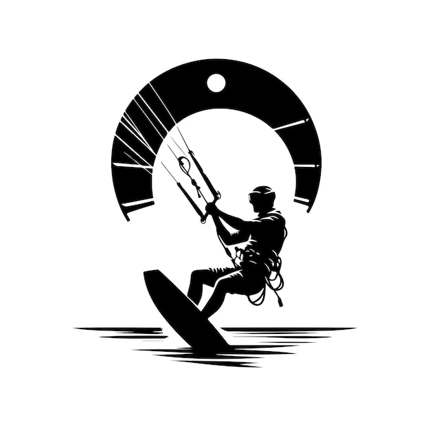 Kitesurfing vector illustration silhouette style