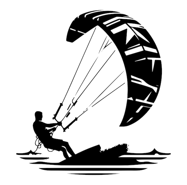 Kitesurfing vector illustration silhouette style