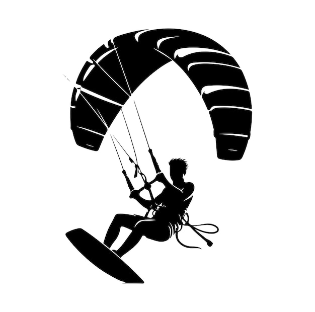 Vector kitesurfing vector illustration silhouette style