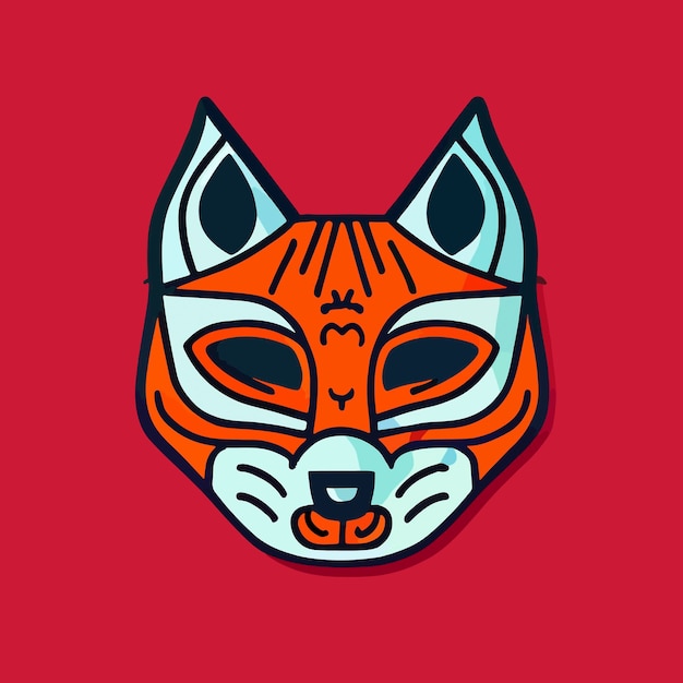 Kitsume mask flat design vector art kitsume icon