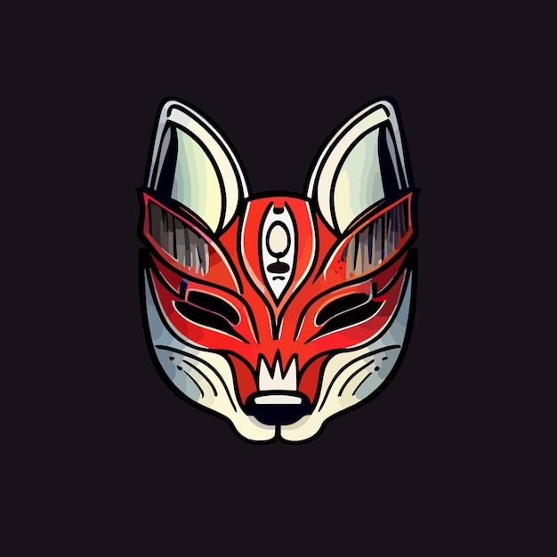 Premium Vector | Kitsume mask flat design vector art kitsume icon