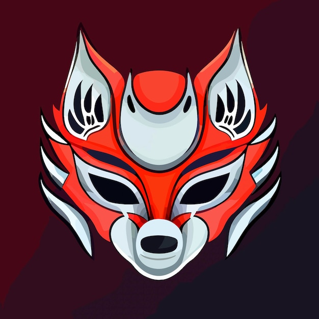 Premium Vector | Kitsume mask vector icon illustration