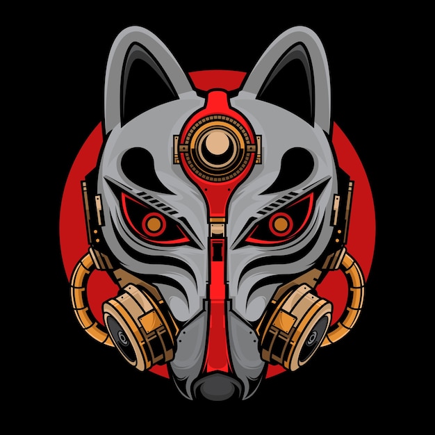 Vector kitsune cyborg