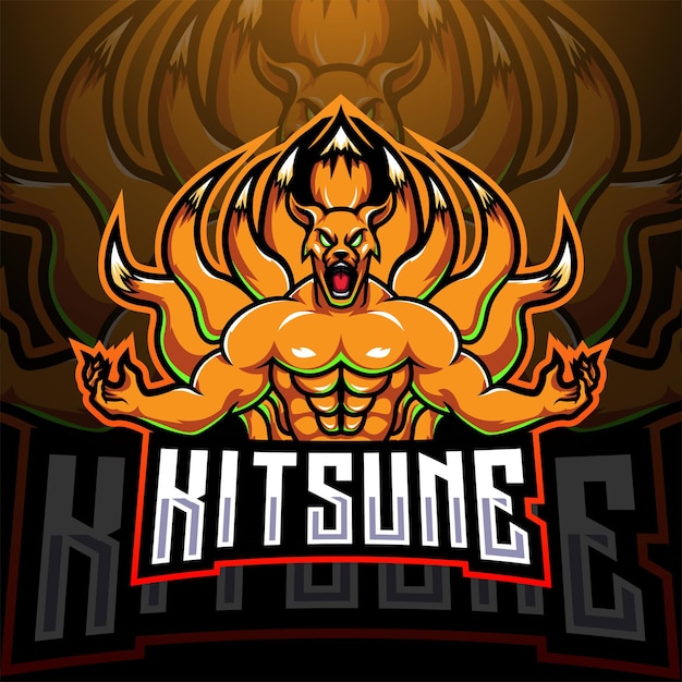 Logo della mascotte di kitsune esport