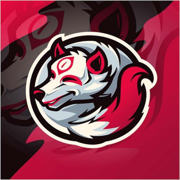 Kitsune esport mascotte logo ontwerp