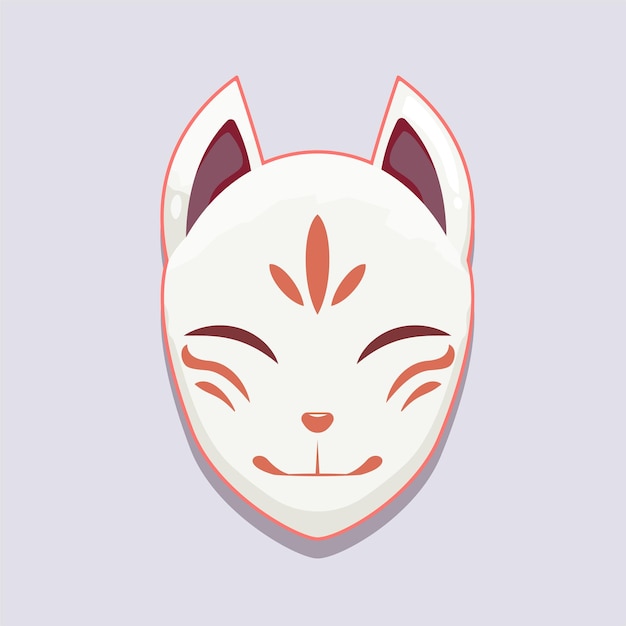 Векторная иллюстрация маски лисы кицунэ Элемент дизайна японского фестиваля Традиционный символ азиатской культуры в мультяшном стиле